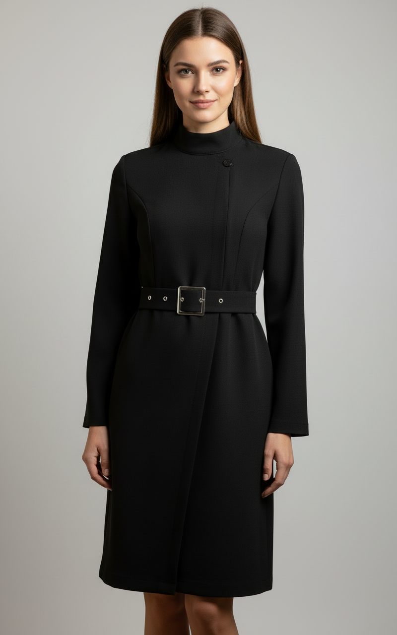 Nina | Asymmetric Belted A-Line Dress - ginlerie 0