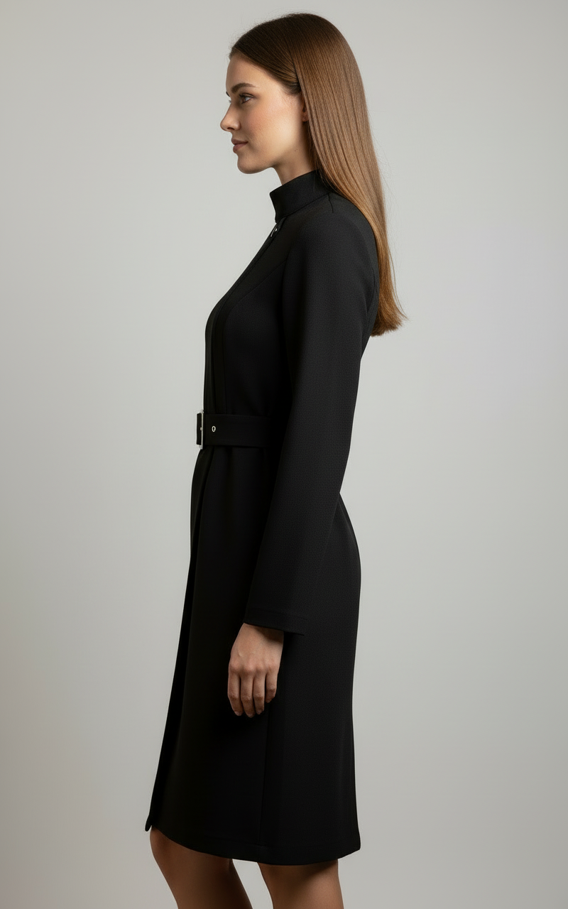 Nina | Asymmetric Belted A-Line Dress - ginlerie 2