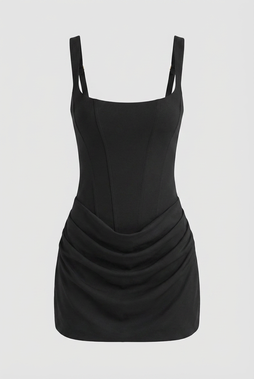 Nina | Black Hourglass Mini Dress - ginlerie 0