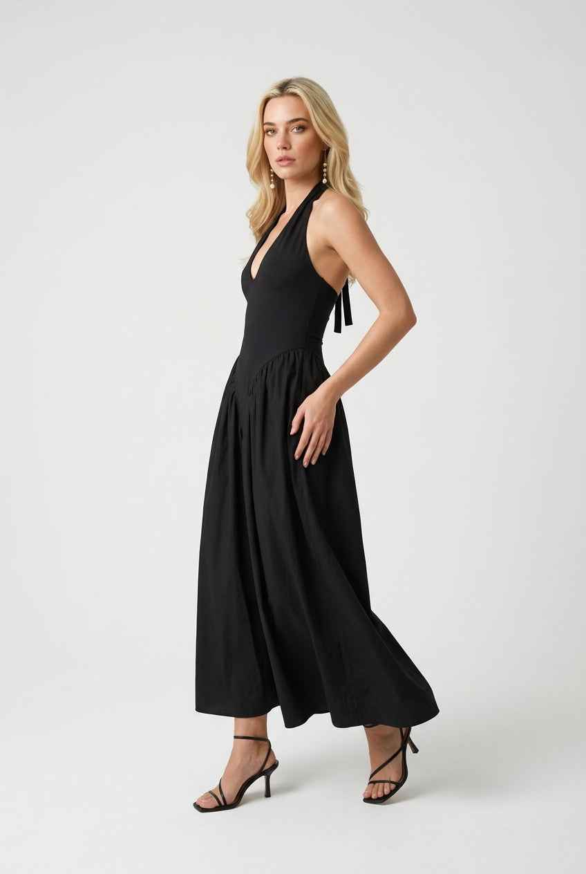 Nina | Black Midi Dress - ginlerie 2