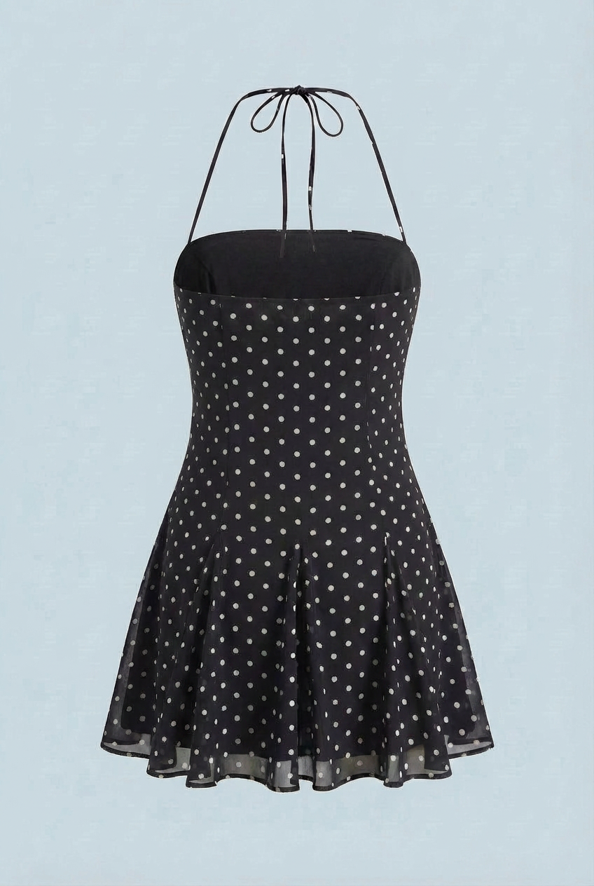 Nina | Black Polka Dot Mini Dress - ginlerie 5
