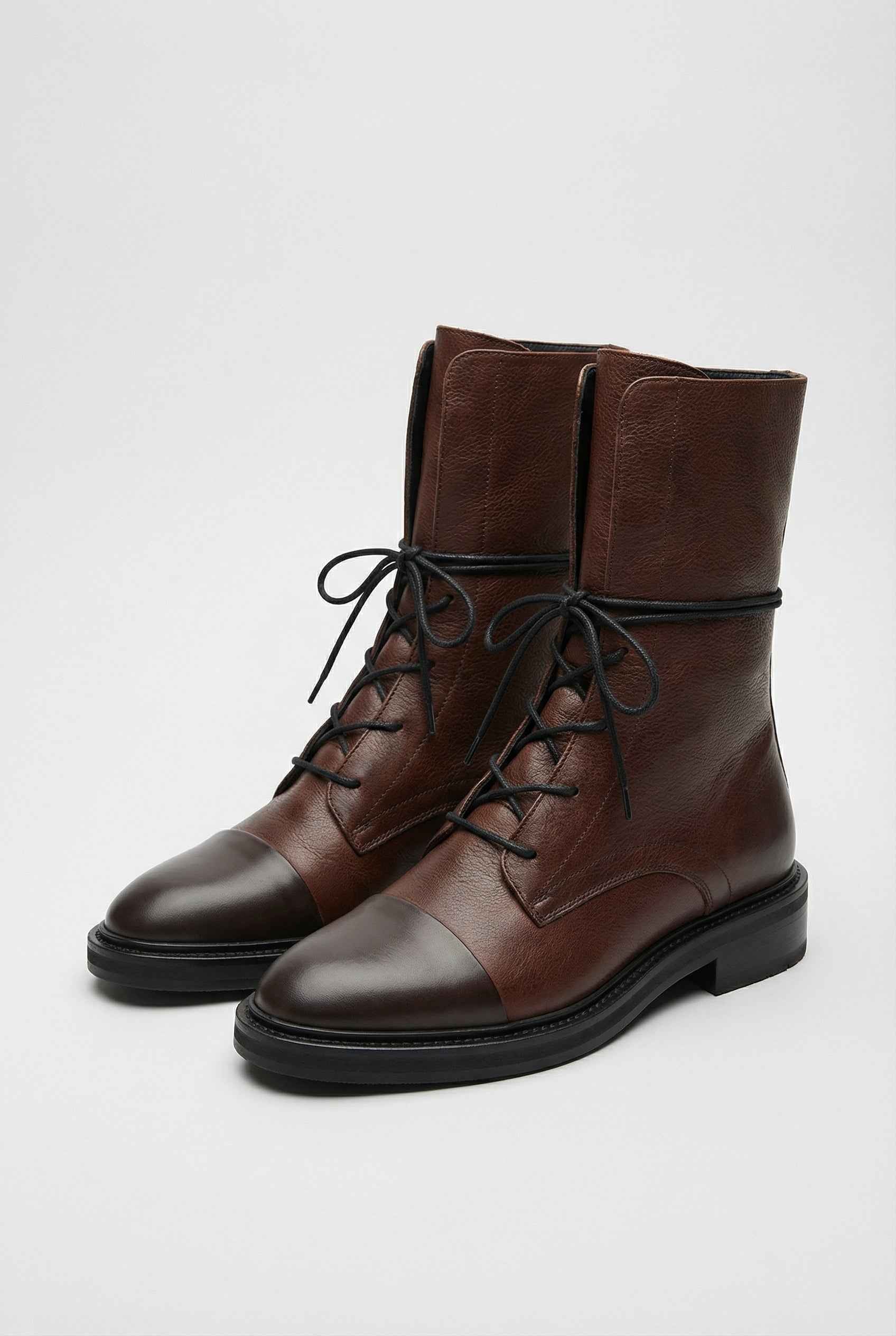 Nina | Brown Lace Up Ankle Boots - ginlerie 0