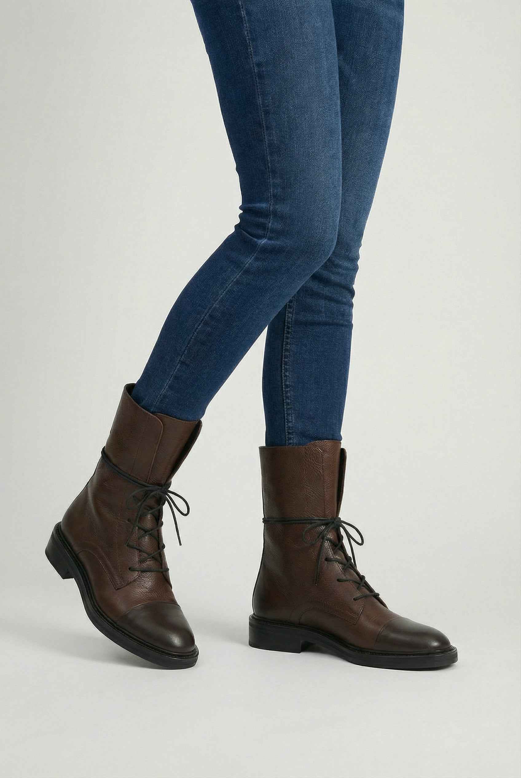 Nina | Brown Lace Up Ankle Boots - ginlerie 1