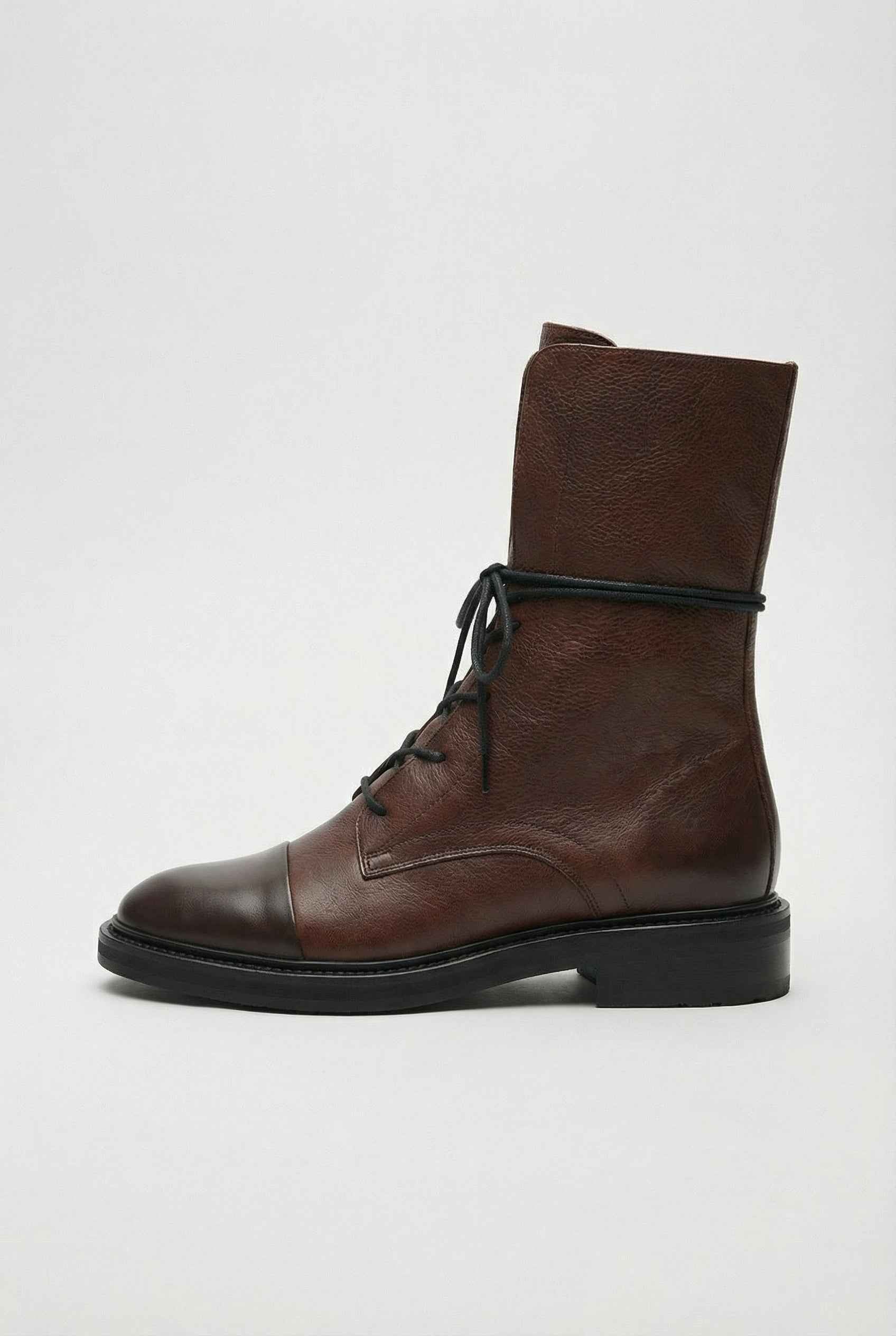 Nina | Brown Lace Up Ankle Boots - ginlerie 4