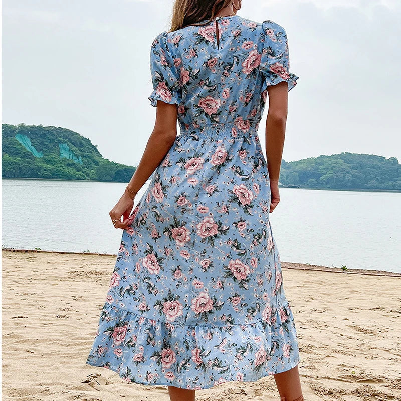 Nina | Floral Print Midi Dress - ginlerie 2