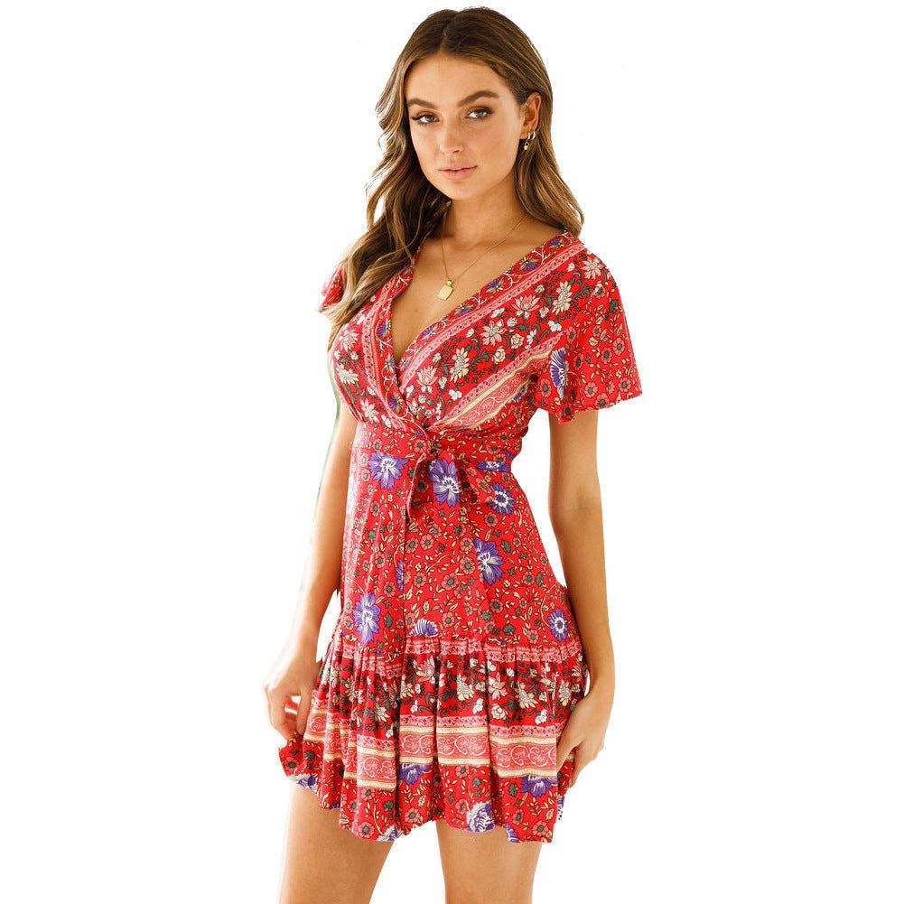 Nina | Floral Print Wrap Dress - ginlerie 0