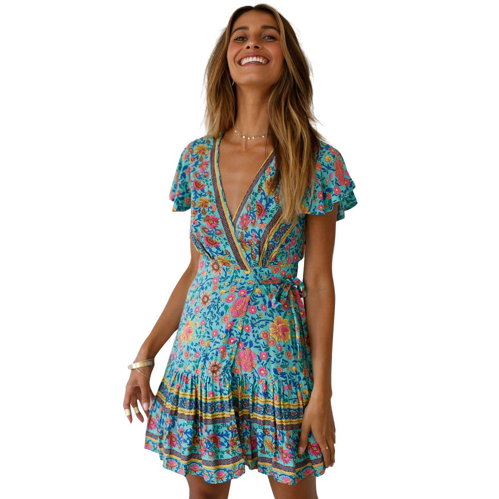 Nina | Floral Print Wrap Dress - ginlerie 3