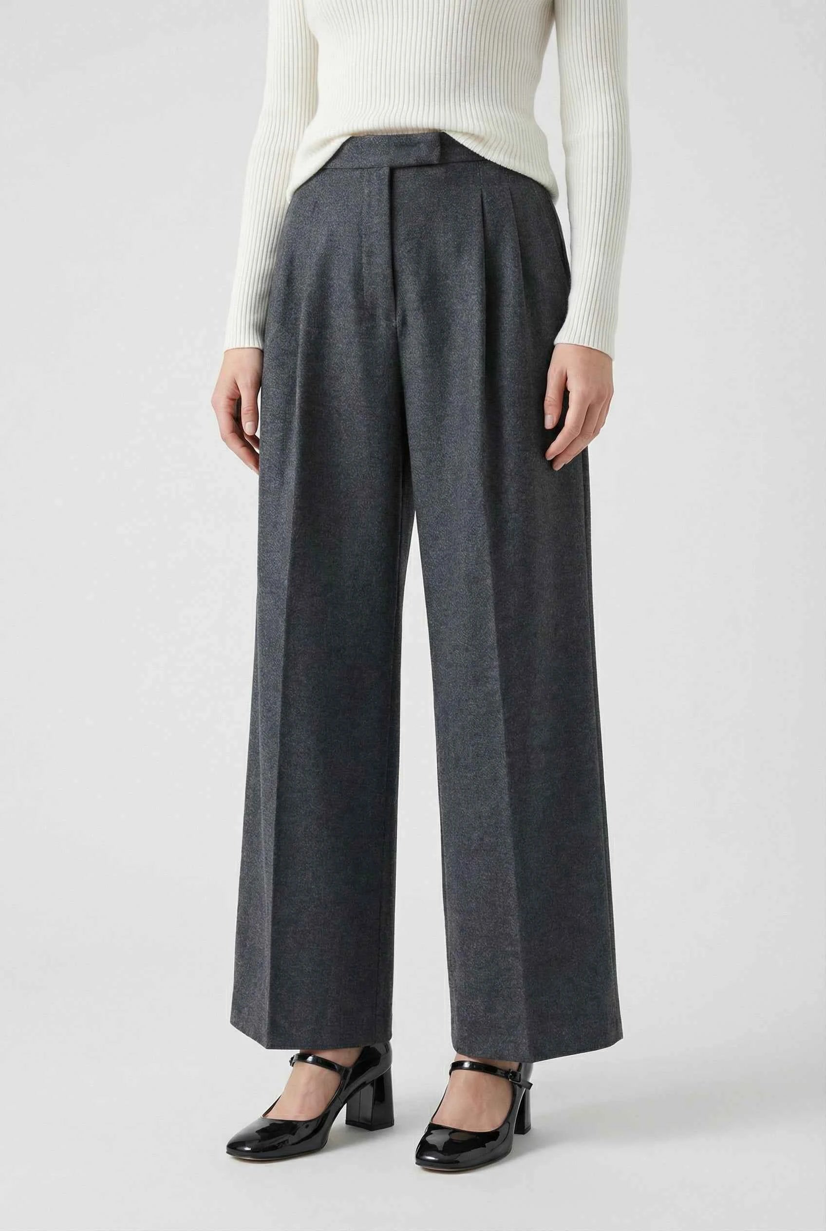 Nina | High-Waisted Gray Pants - ginlerie 1