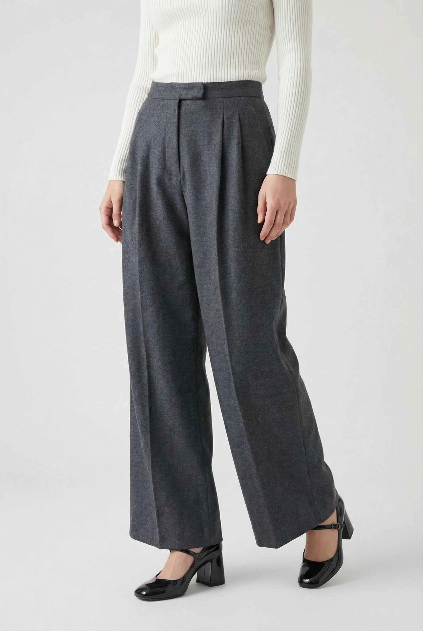 Nina | High-Waisted Gray Pants - ginlerie 2