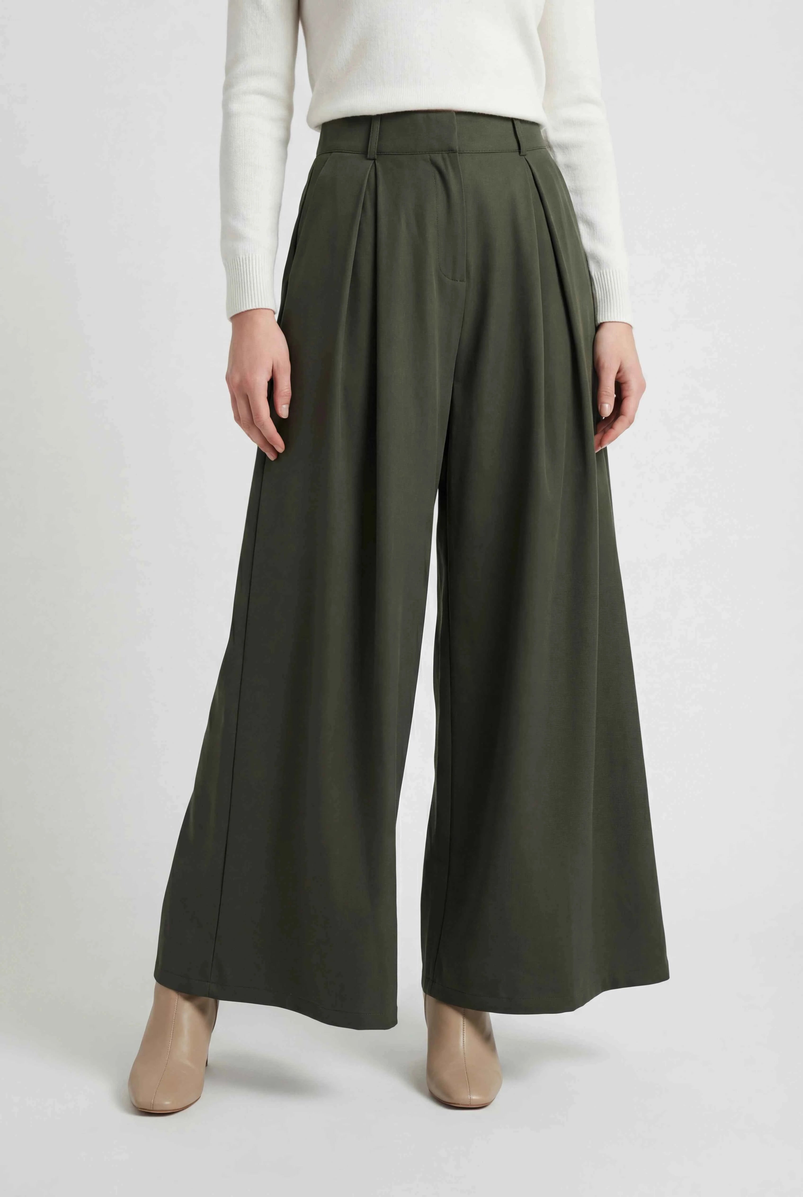 Nina | High-Waisted Wide Leg Pants - ginlerie 1
