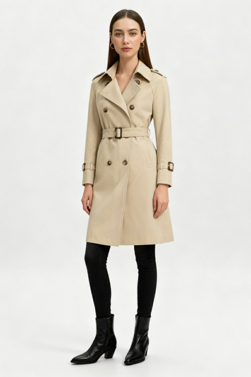 Nina | Khaki Trench Coat - ginlerie 2