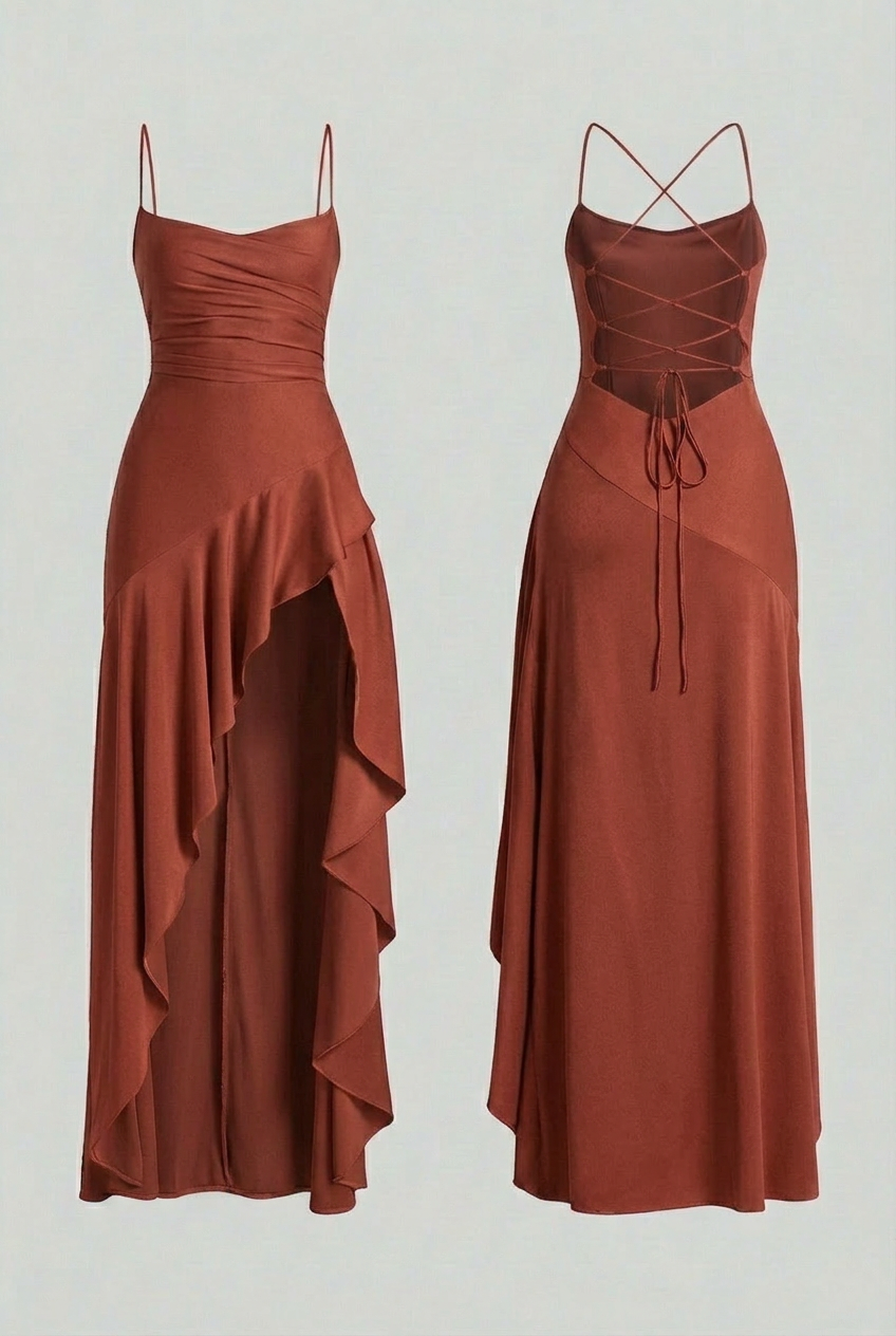Nina | Lace-Up Back Maxi Dress - ginlerie 0