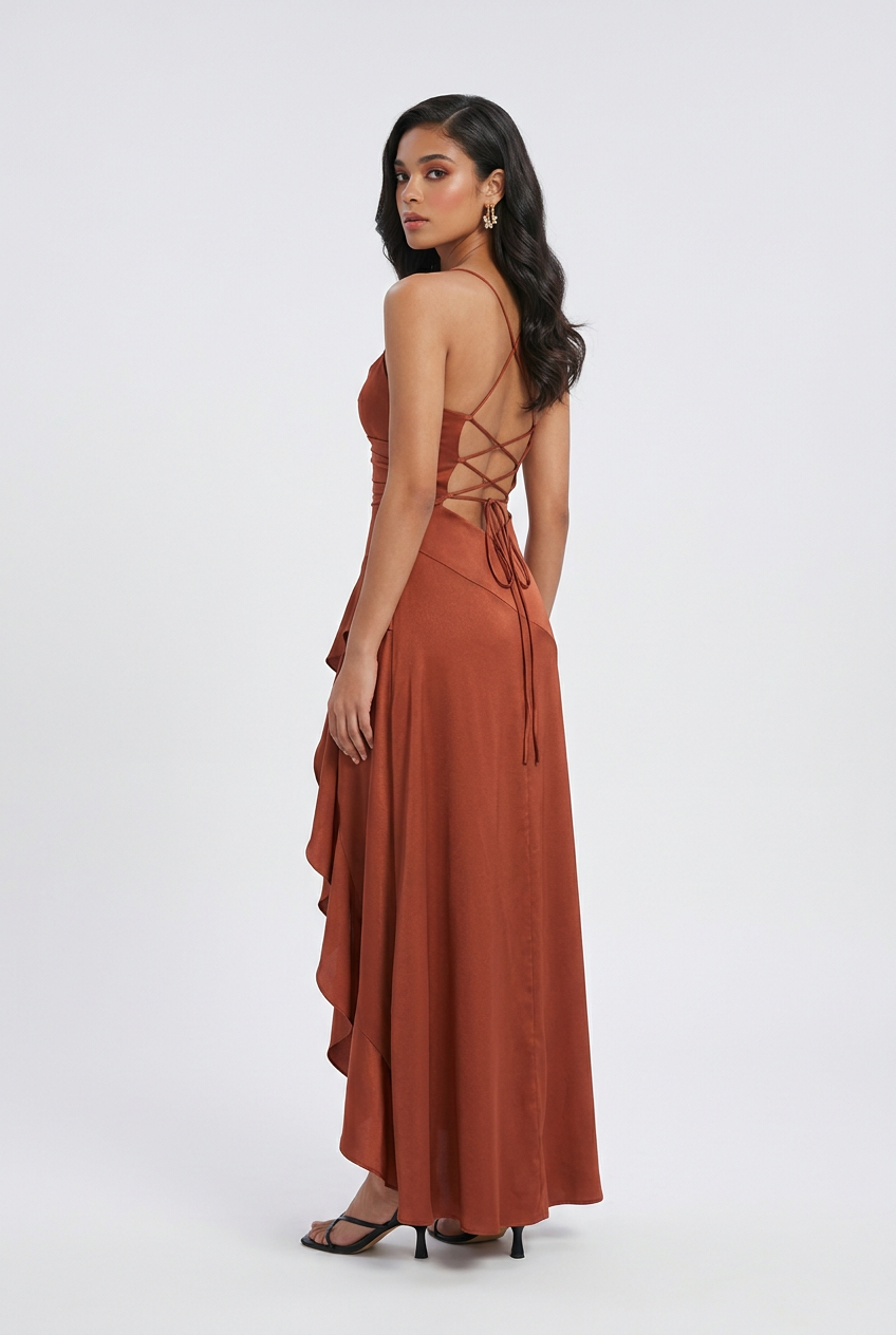 Nina | Lace-Up Back Maxi Dress - ginlerie 3