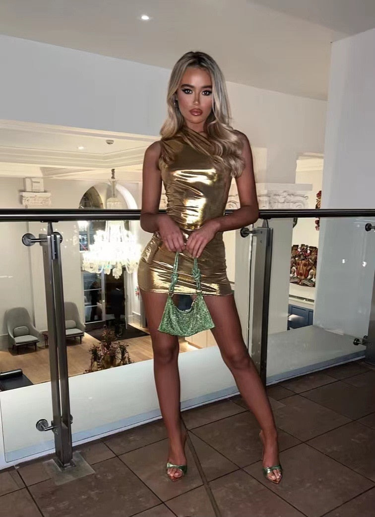 Nina | Metallic Mini Dress - ginlerie 0
