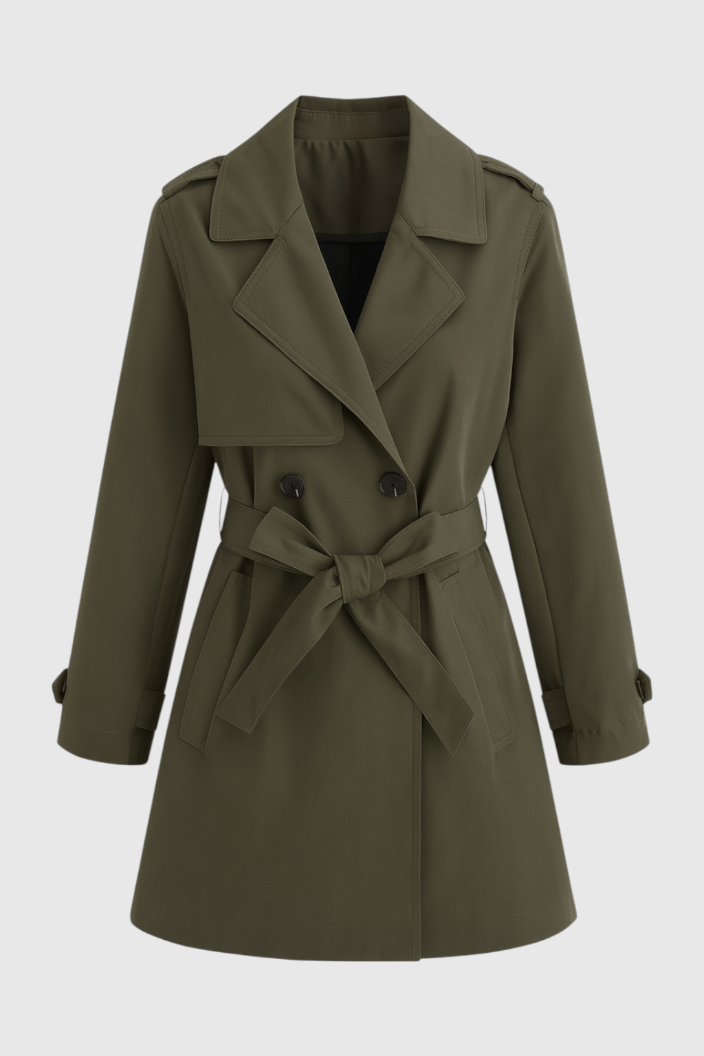 Nina | Olive Green Trench Coat - ginlerie 0