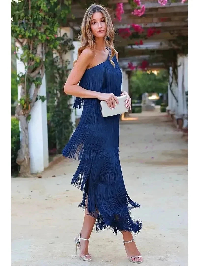 Nina | One-Shoulder Cocktail Dress - ginlerie 1