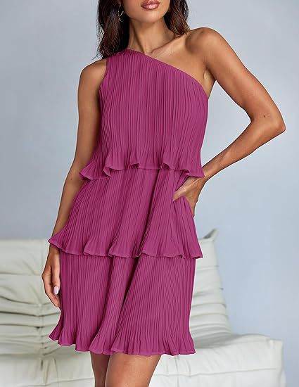 Nina | Pleated One-Shoulder Cocktail Dress - ginlerie 3