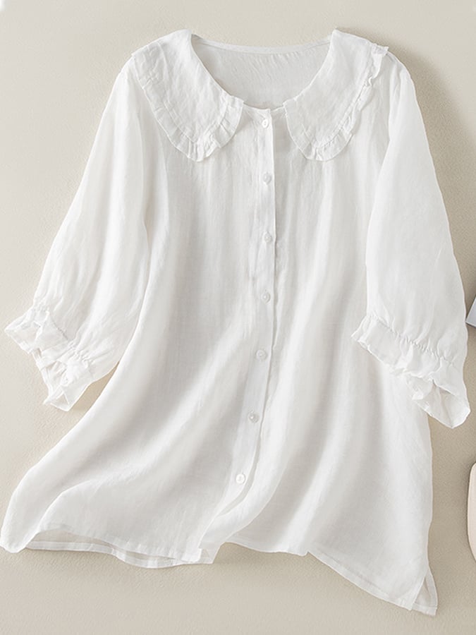 Nina | Ruffle Collar Womens Blouse - ginlerie 1