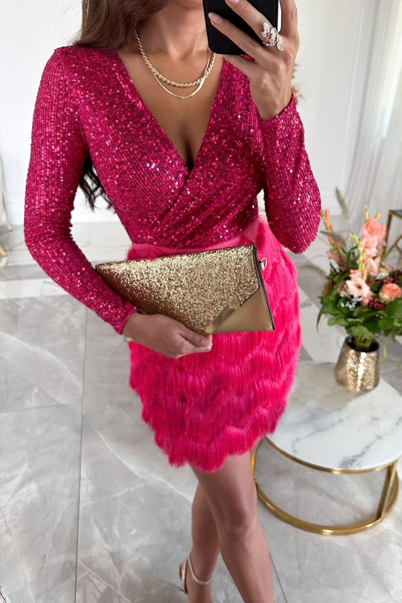 Nina | Sequin Wrap Dress - ginlerie 3