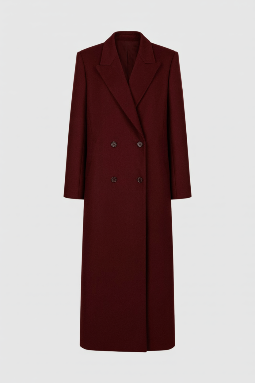 Nina | Slim-Fit Burgundy Coat - ginlerie 0