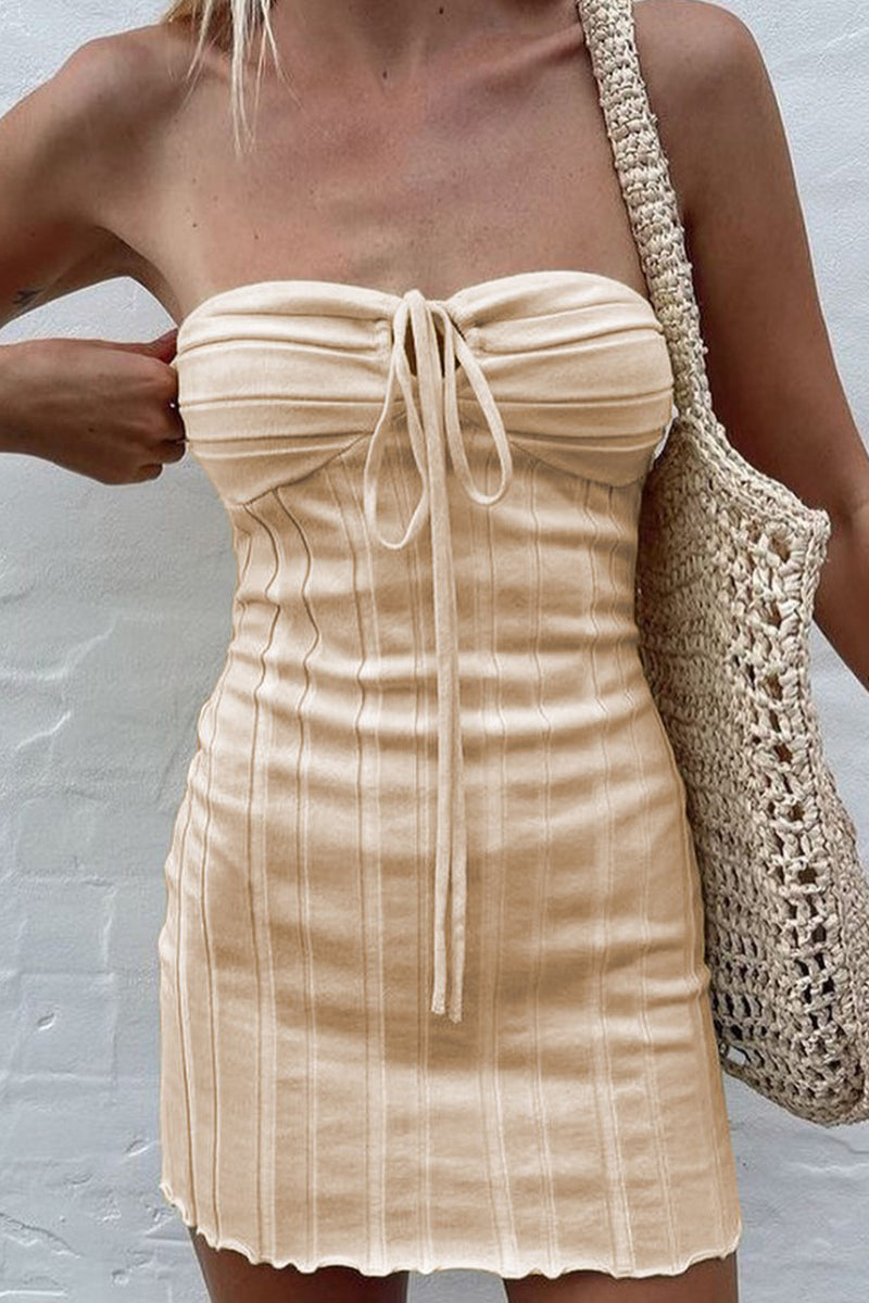 Nina | Strapless Ribbed Mini Dress - ginlerie 5