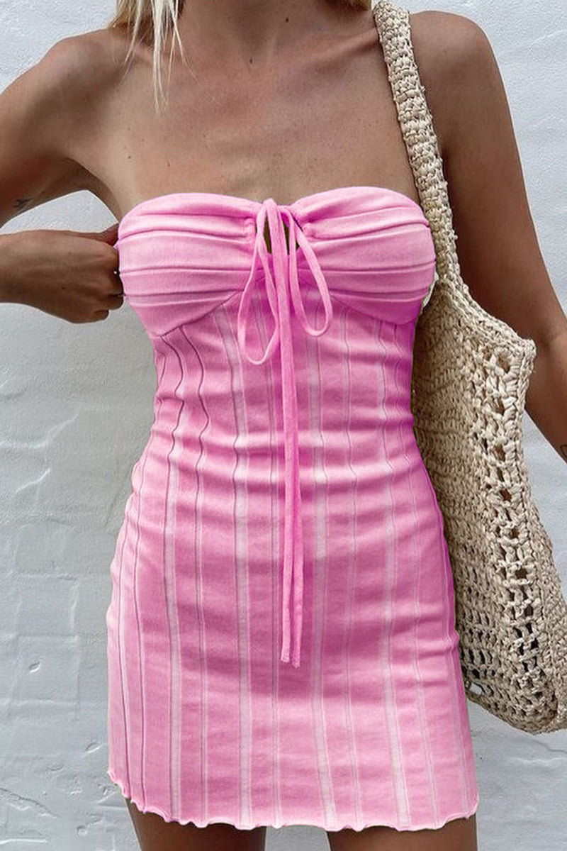 Nina | Strapless Ribbed Mini Dress - ginlerie 6