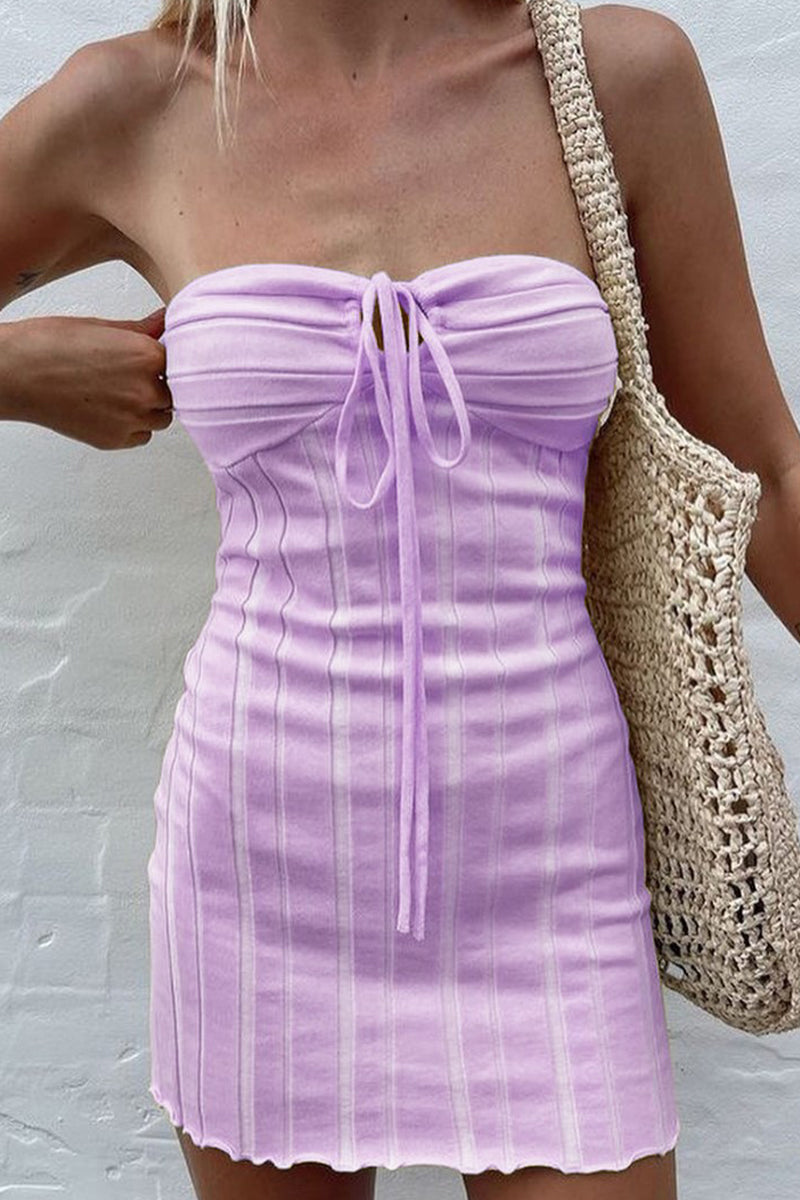 Nina | Strapless Ribbed Mini Dress - ginlerie 7