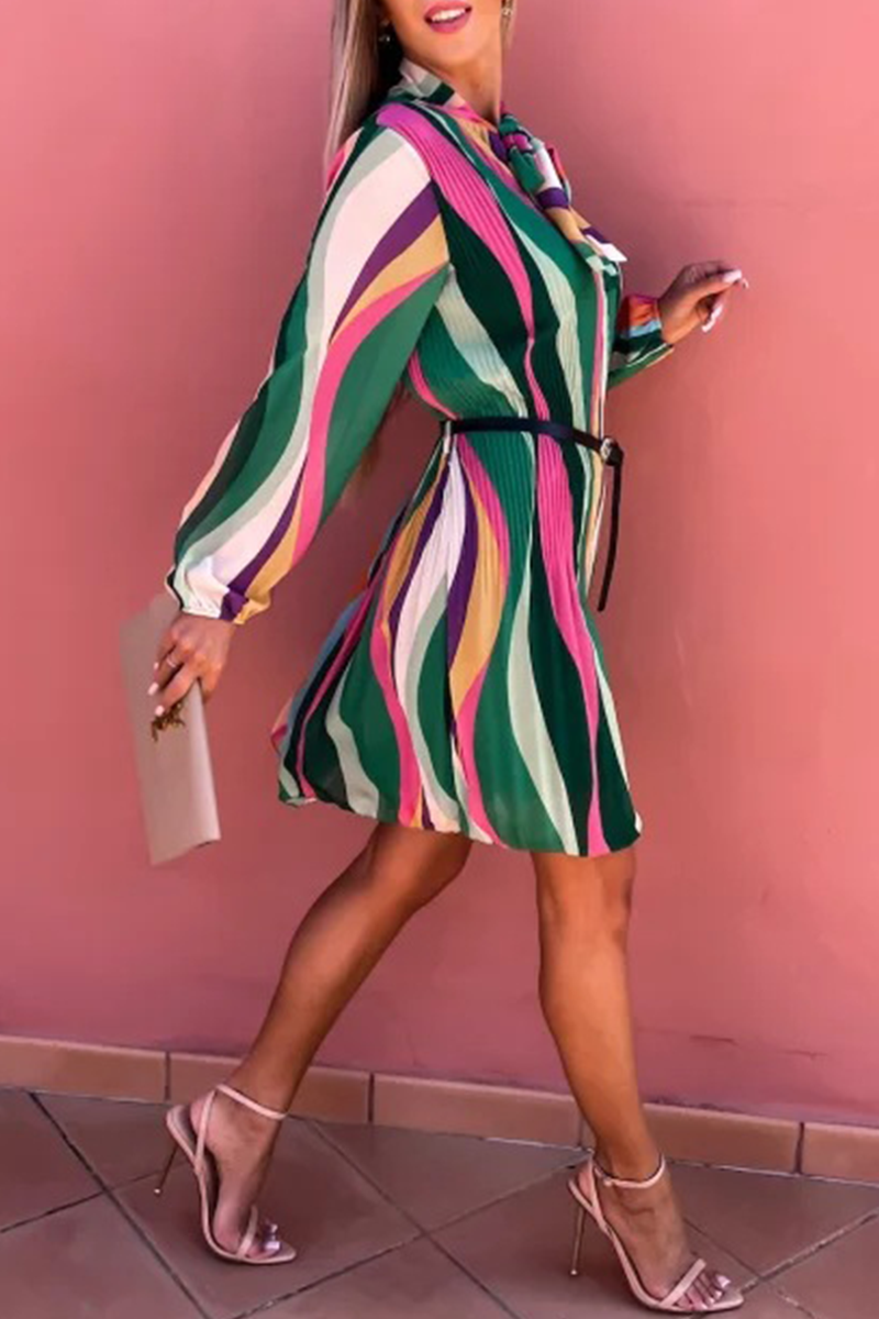 Nina | Striped Pleated Dress - ginlerie 2