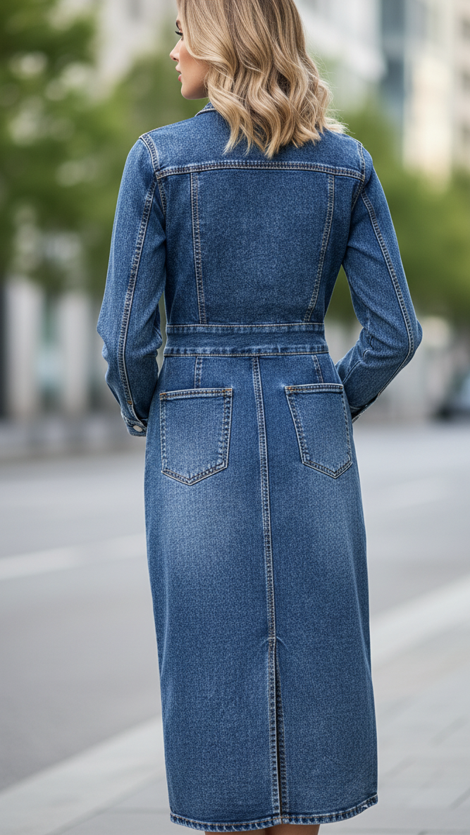 Nina | Tailored Denim Dress - ginlerie 2