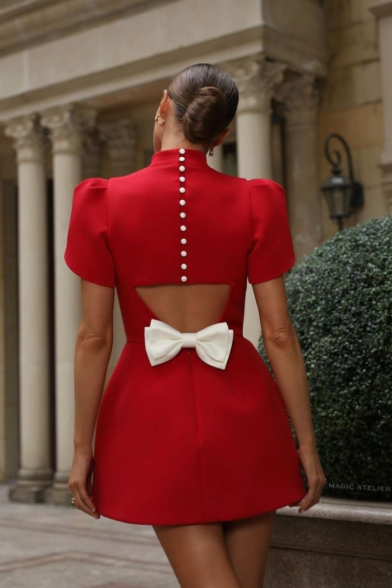 Nina | Tailored Mini Dress with Open Back - ginlerie 1