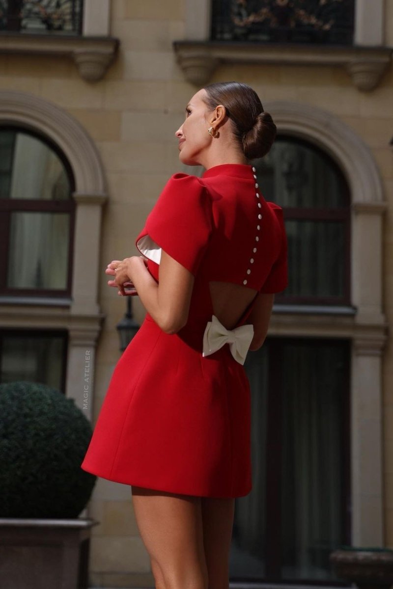 Nina | Tailored Mini Dress with Open Back - ginlerie 2