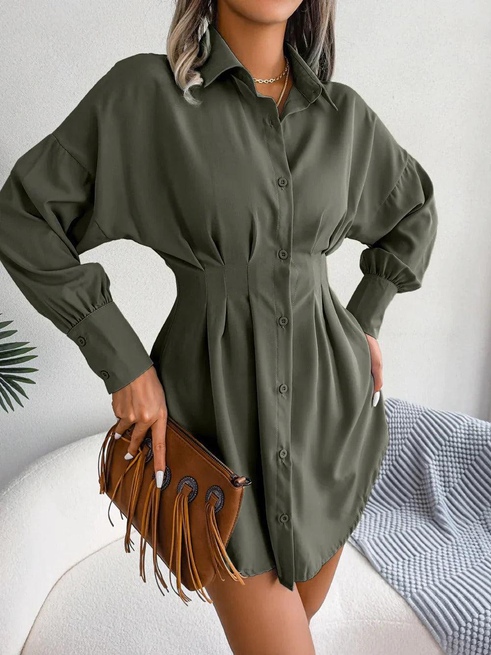 Nina | Tailored Mini Shirtdress - ginlerie 0