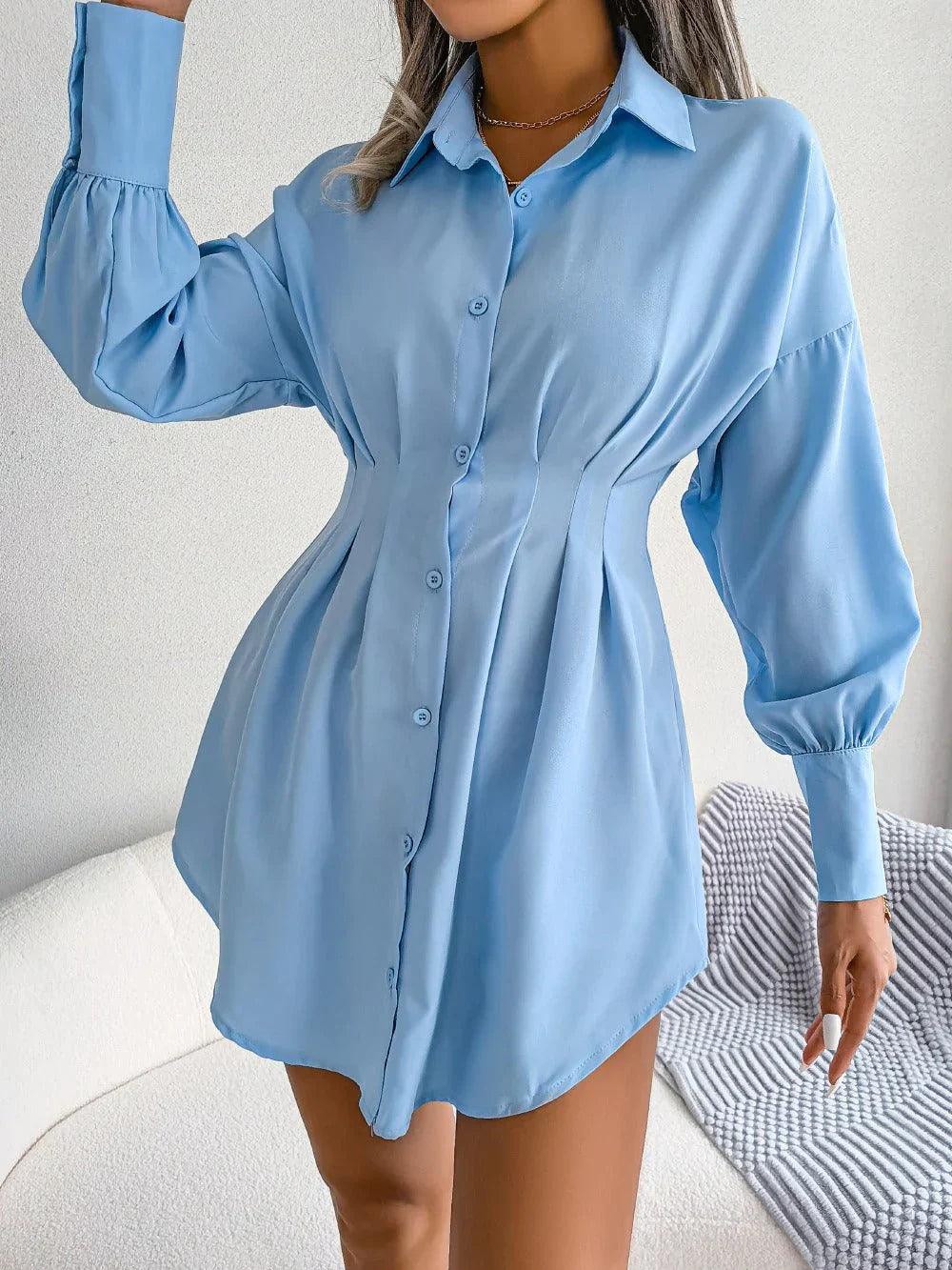 Nina | Tailored Mini Shirtdress - ginlerie 1
