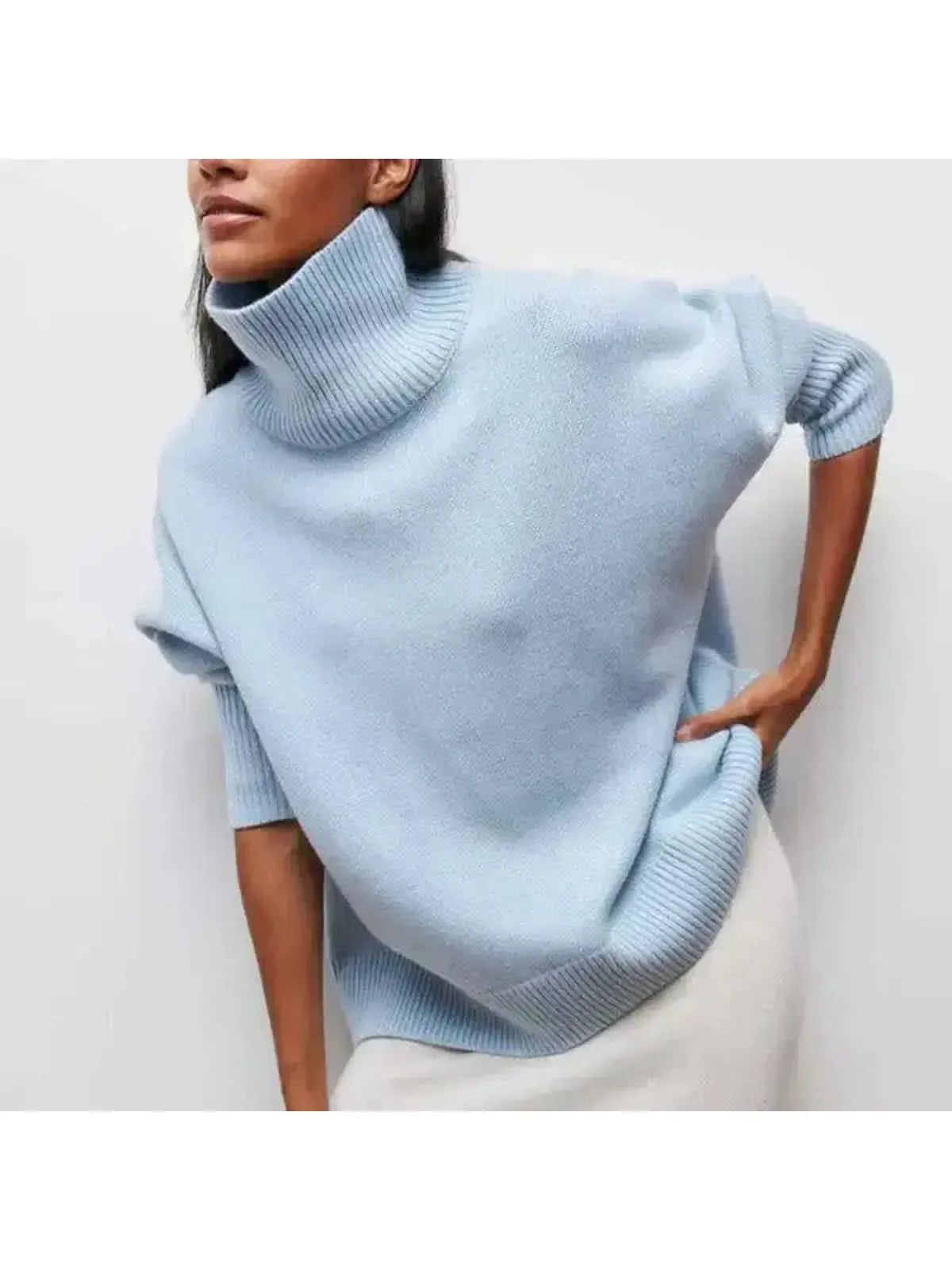 Oversized Turtleneck Sweater in Soft Cotton-Blend for Cozy Autumn and Winter Wear – Relaxed Fit for Ultimate Comfort 0