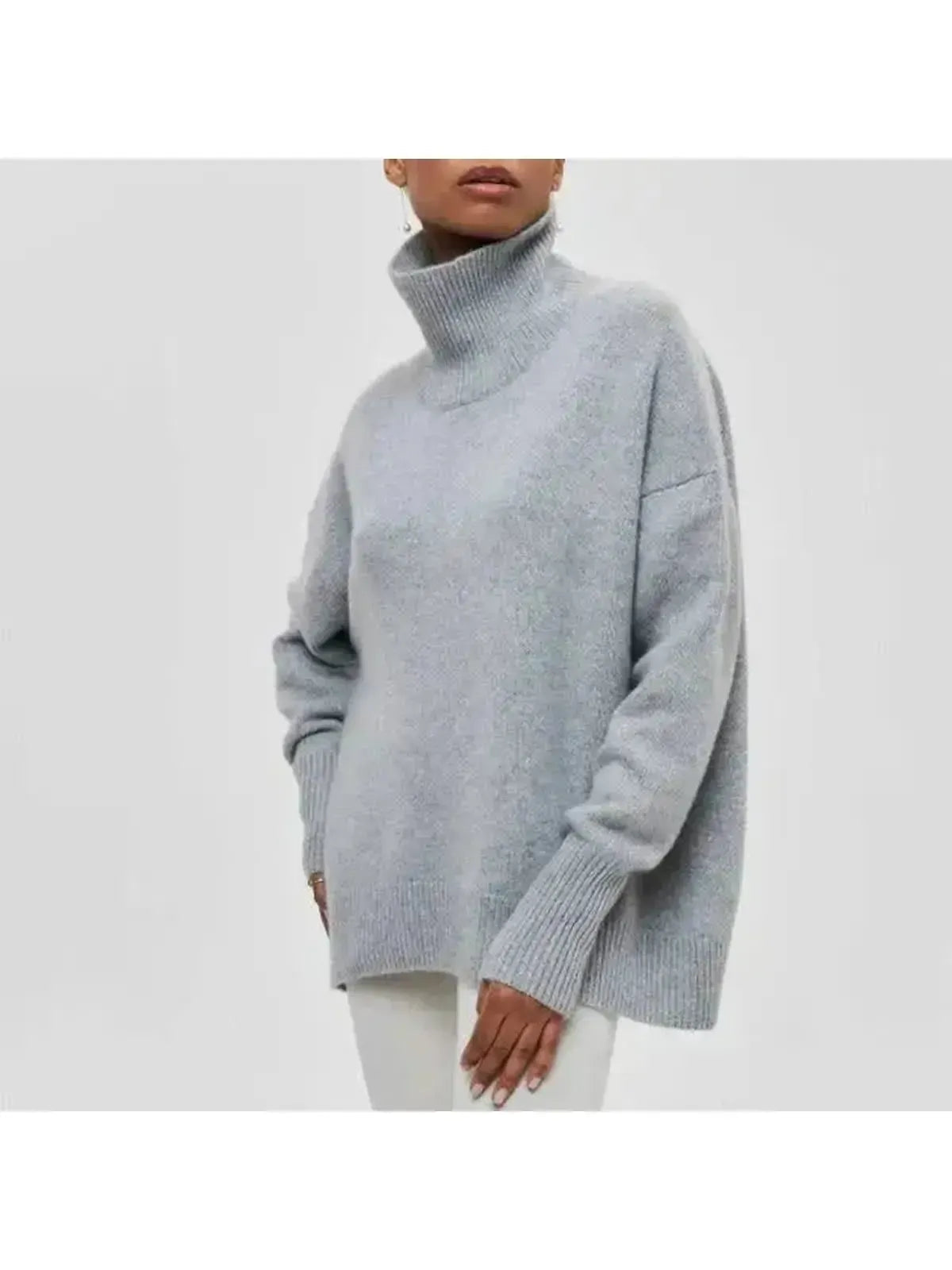 Oversized Turtleneck Sweater in Soft Cotton-Blend for Cozy Autumn and Winter Wear – Relaxed Fit for Ultimate Comfort 1