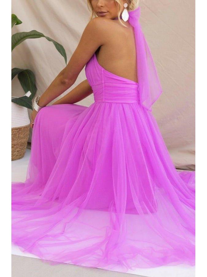 Phoebe | Pink Tulle Midi Dress - ginlerie 1
