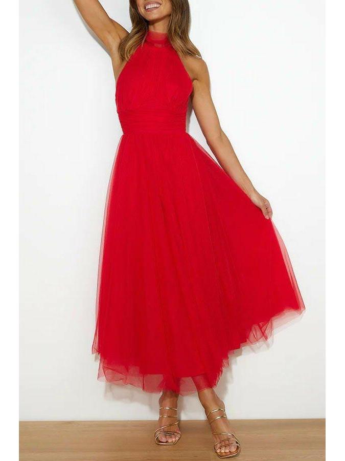 Phoebe | Pink Tulle Midi Dress - ginlerie 2