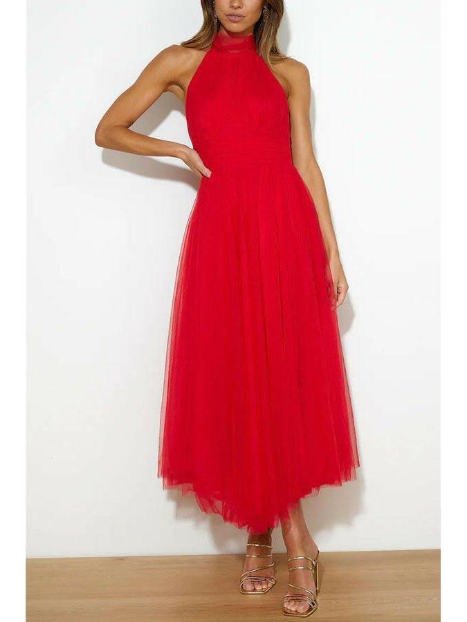 Phoebe | Pink Tulle Midi Dress - ginlerie 3