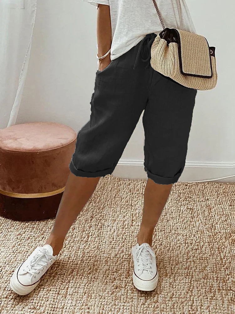 Rosa | Relaxed Linen Blend Shorts - ginlerie 1