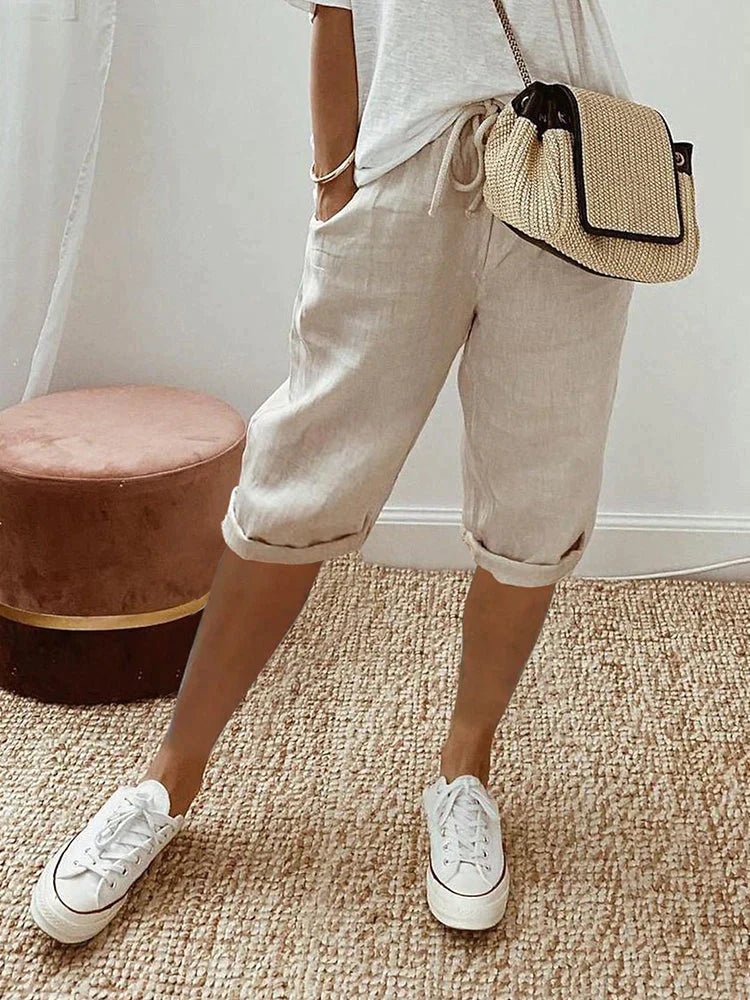 Rosa | Relaxed Linen Blend Shorts - ginlerie 3