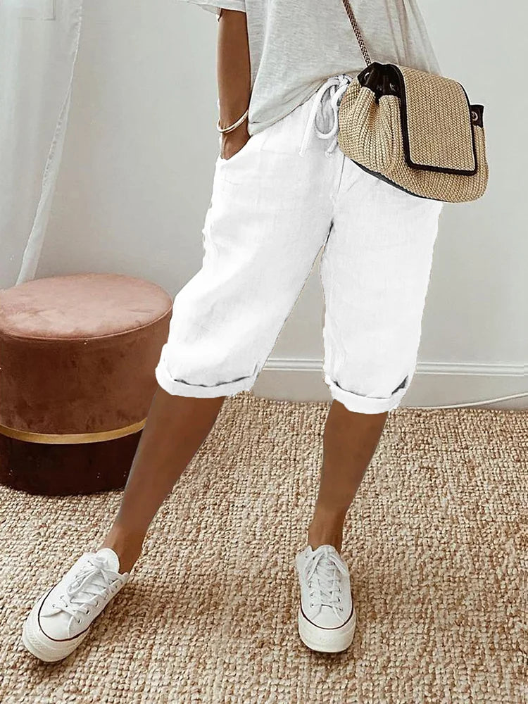 Rosa | Relaxed Linen Blend Shorts - ginlerie 4