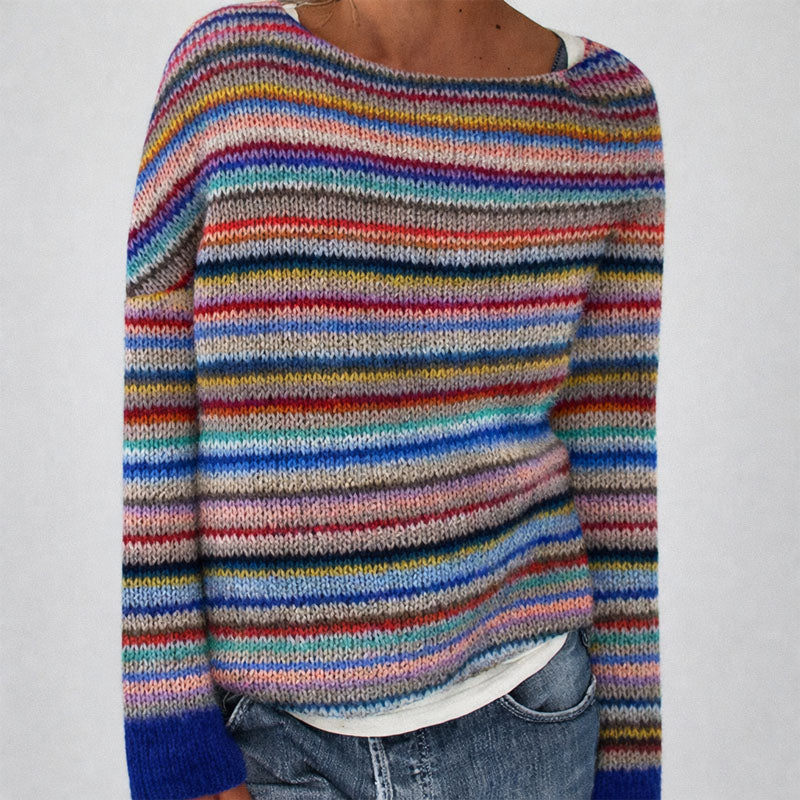 Sage | Multicolor Striped Knit Sweater - ginlerie 0
