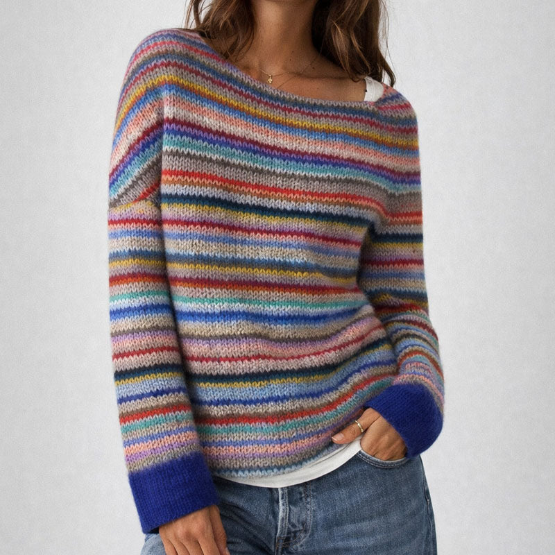 Sage | Multicolor Striped Knit Sweater - ginlerie 1