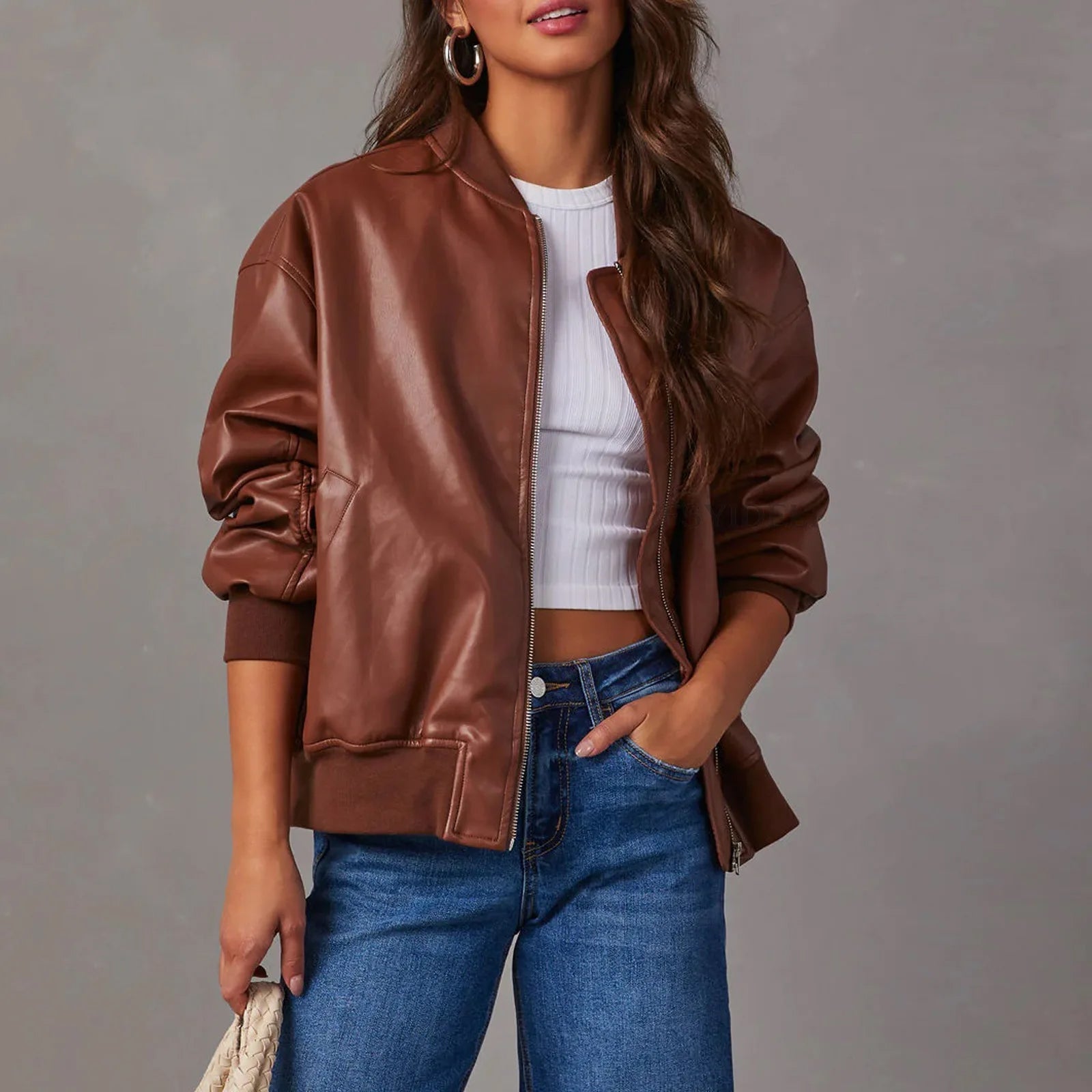 Sage | PU Leather Jacket - ginlerie 2
