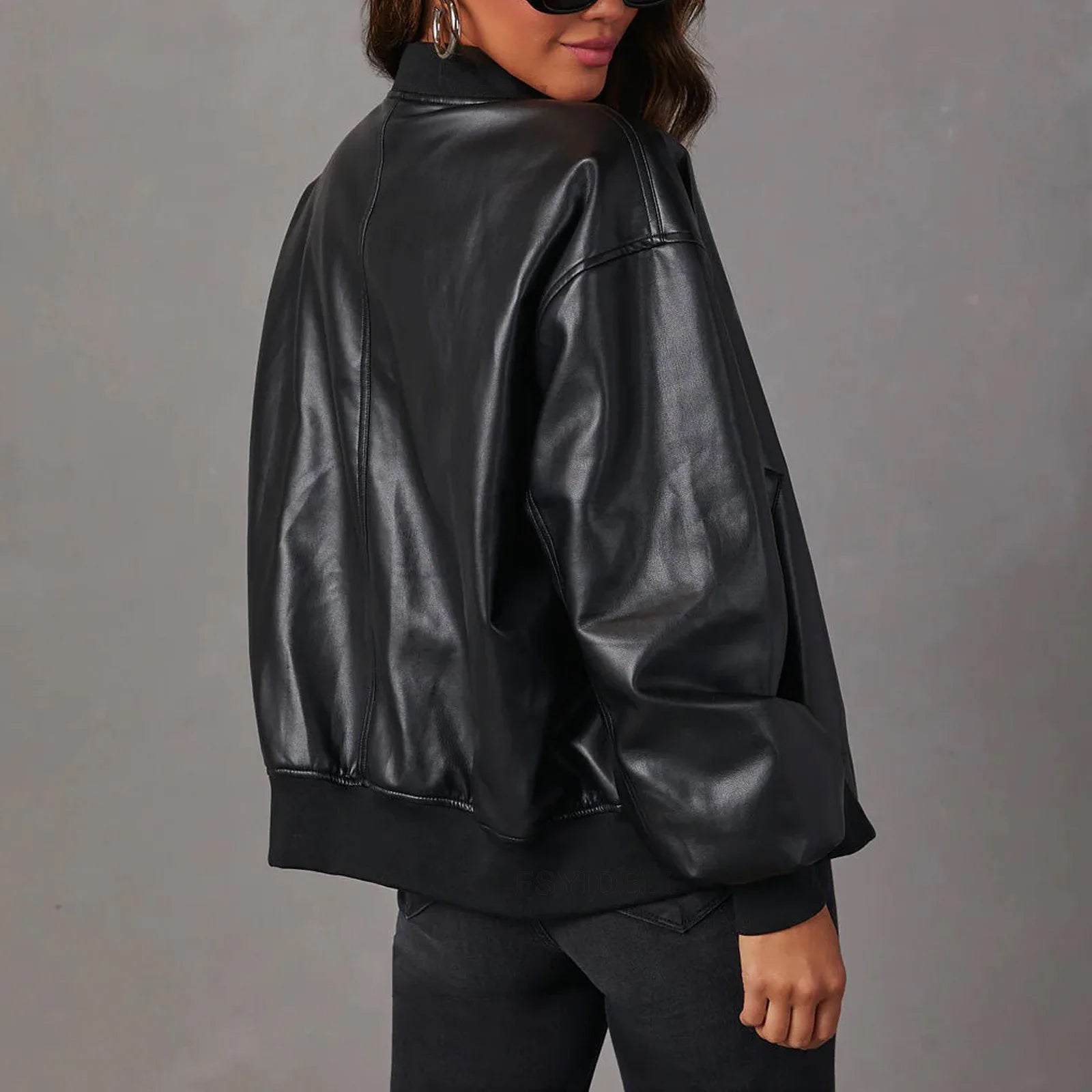 Sage | PU Leather Jacket - ginlerie 3