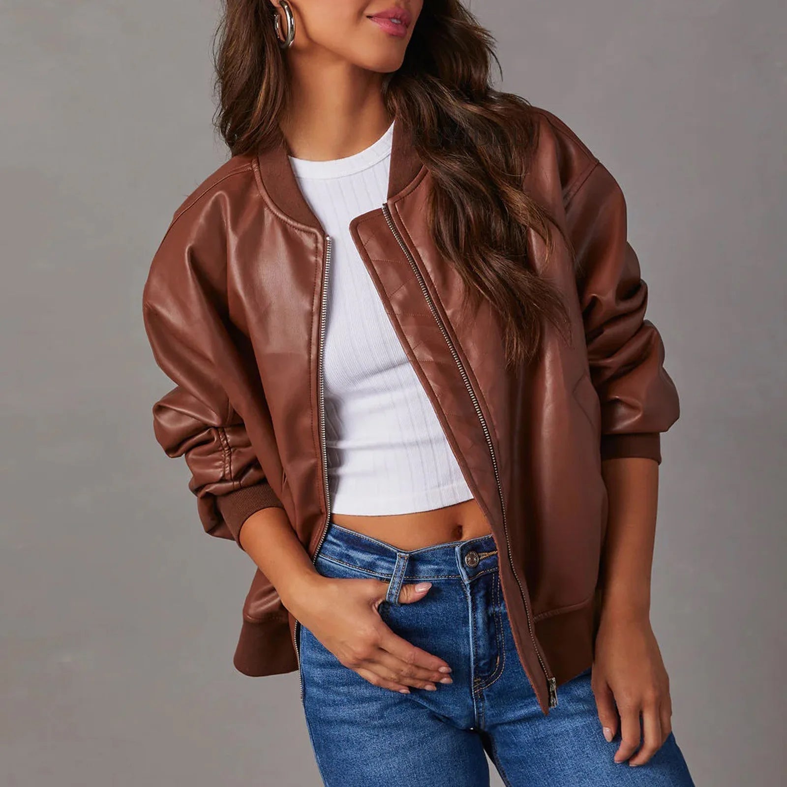 Sage | PU Leather Jacket - ginlerie 5