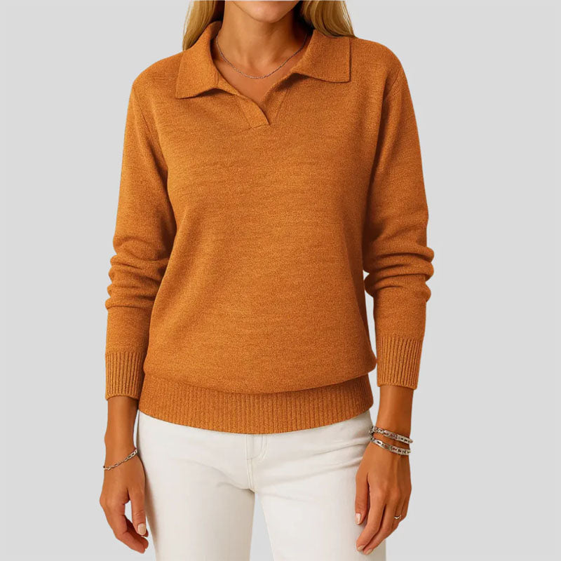 Sage | Polo Collar Knit Sweater - ginlerie 1