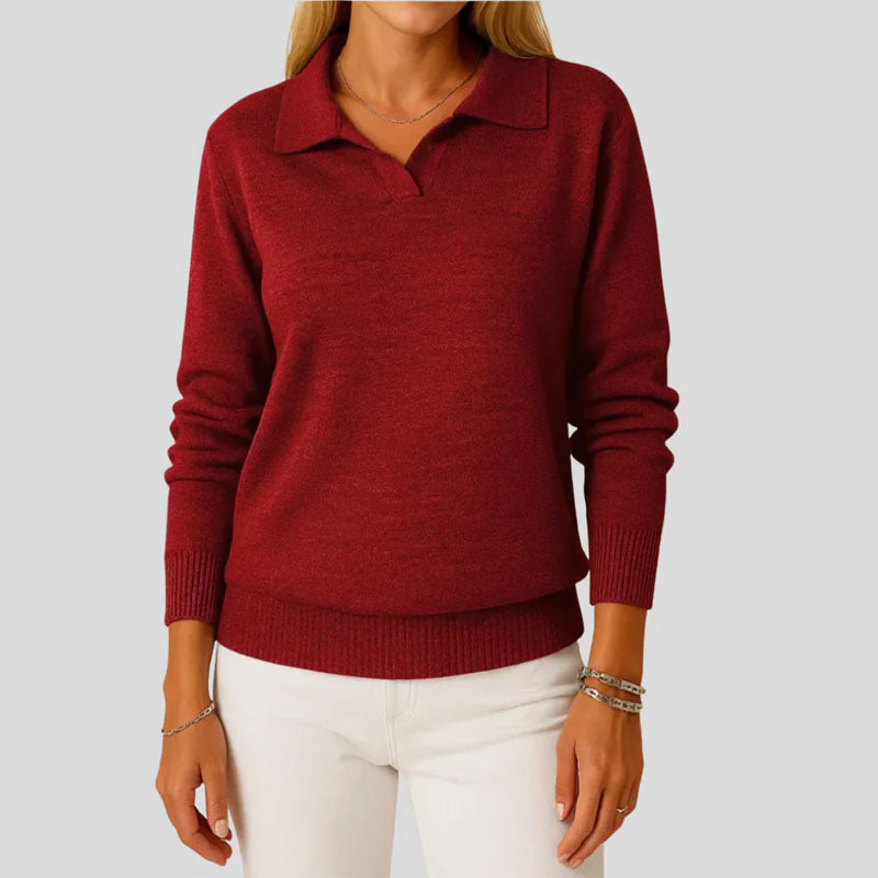 Sage | Polo Collar Knit Sweater - ginlerie 2