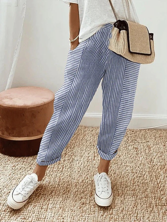 Serena | Striped Casual Lounge Pants - ginlerie 0