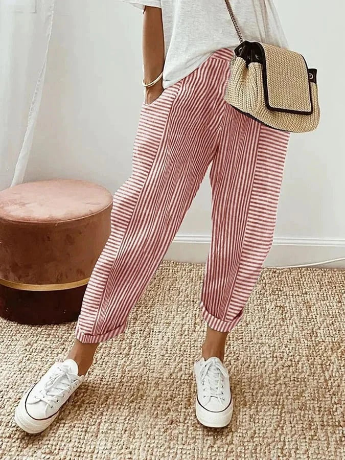 Serena | Striped High Waist Trousers - ginlerie 5